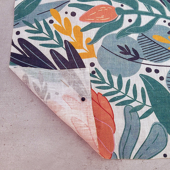 Close up of printed Essential cotton linen